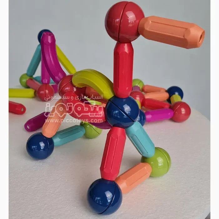 اسباب بازی ساختنی مگنتی مدل میله و مهره 64 تکه کد MX248864