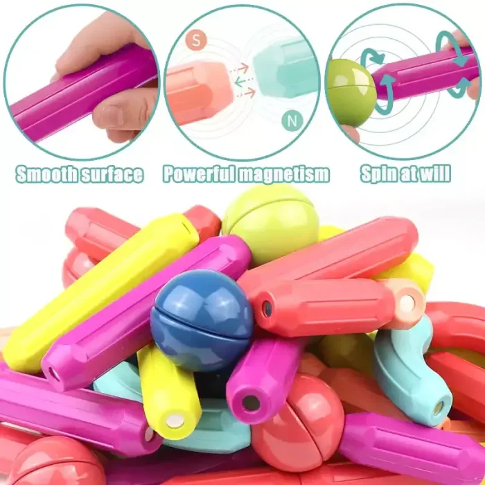 اسباب بازی ساختنی مگنتی مدل میله و مهره 64 تکه کد MX248864