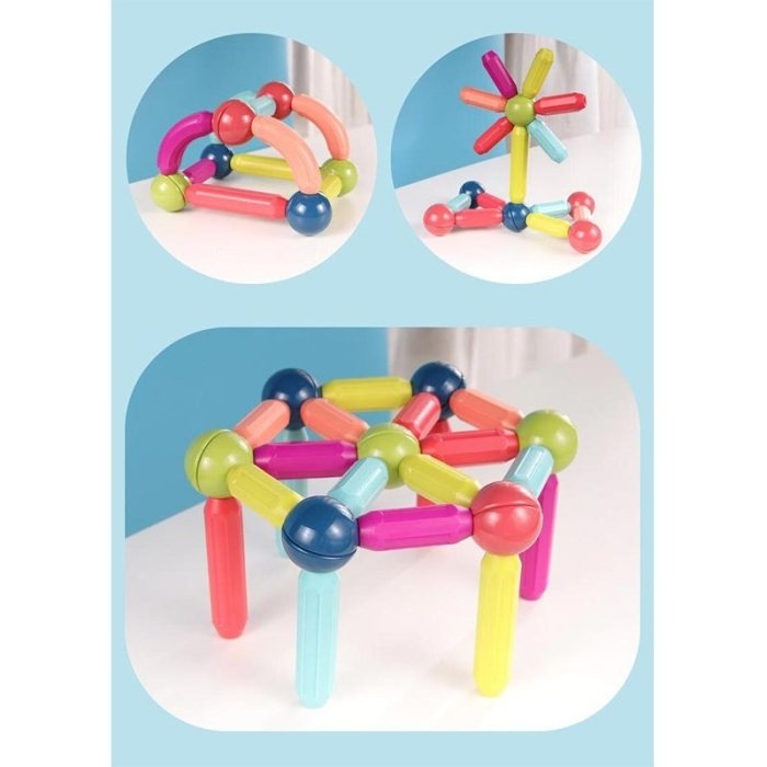 اسباب بازی ساختنی مگنتی مدل میله و مهره 64 تکه کد MX248864