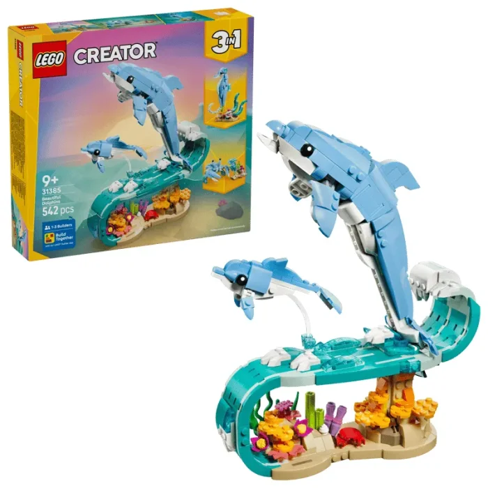 لگو کریتور 542 قطعه 3 در 1 مدل دلفین LEGO Creator 3 in 1 Beautiful Dolphins کد 31385