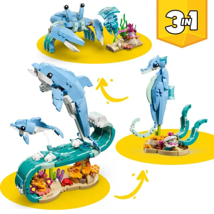 لگو کریتور 542 قطعه 3 در 1 مدل دلفین LEGO Creator 3 in 1 Beautiful Dolphins کد 31385