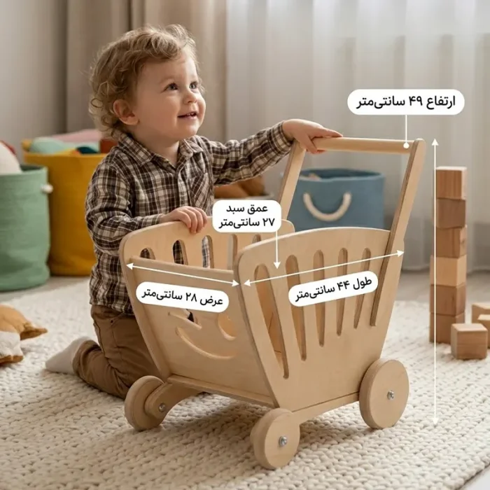 اسباب بازی ترولی سوپرمارکت چوبی طرح لبخند کد 55510