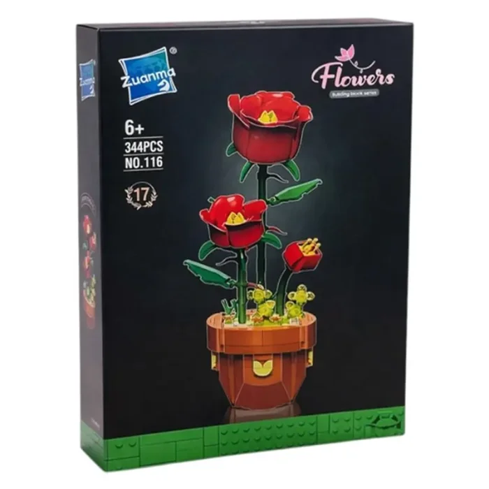 لگو گل رز قرمز به همراه گلدان 344 تکه کد P/116/B