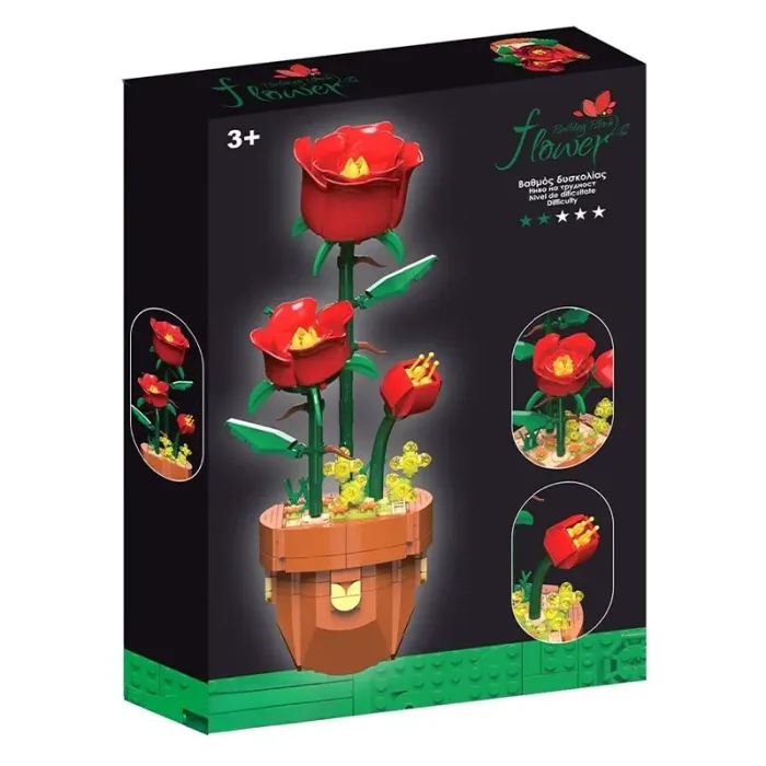 لگو گل رز قرمز به همراه گلدان 344 تکه کد P/116/B