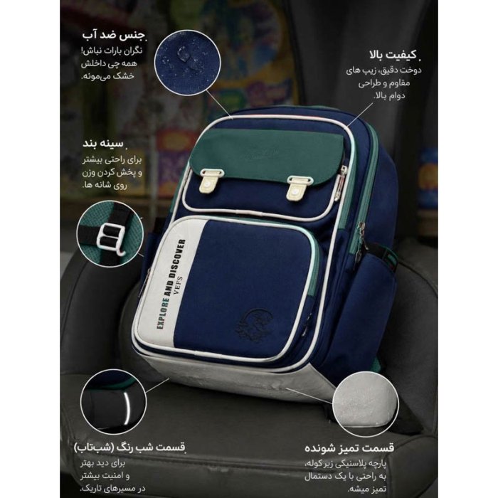 کوله پشتی کودک VEFS رنگ سورمه ای سبز کد  7663358