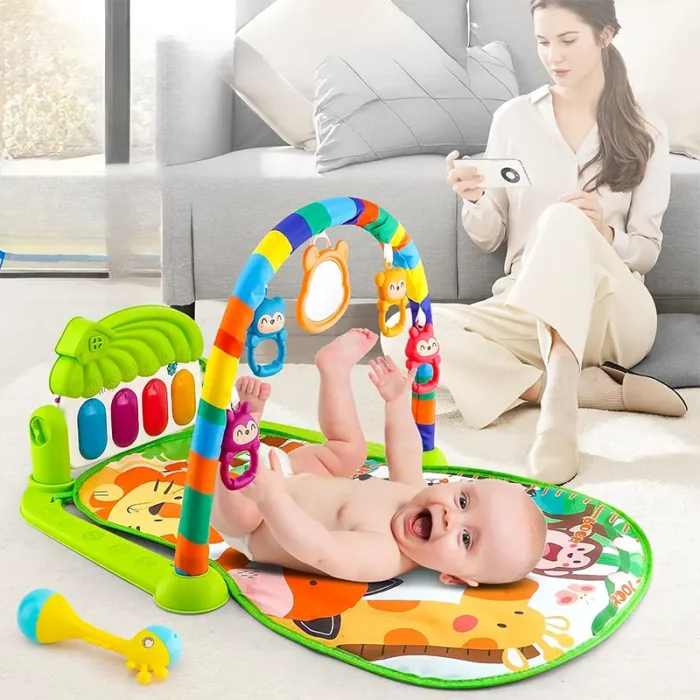 تشک بازی موزیکال نوزاد طرح حیوانات جنگل رنگ سبز کد 168821