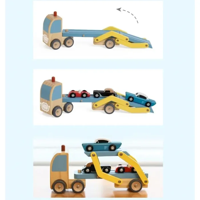 اسباب بازی کامیون حمل چوبی کلاسیک ورلد Classic World Wooden Car Transporter کد 53771