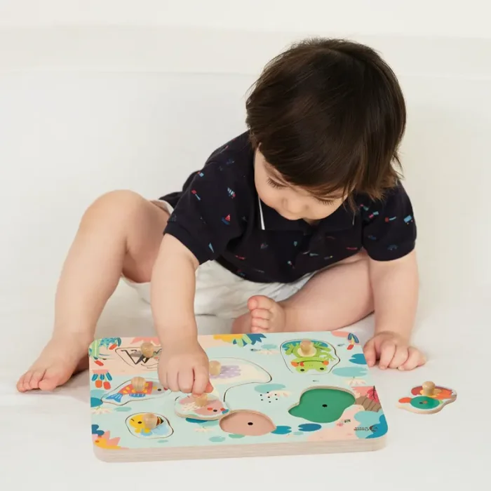 پازل چوبی صدا دار حیوانات جنگل کلاسیک ورلد Classic World Jungle Animal Sound Puzzle کد 40085