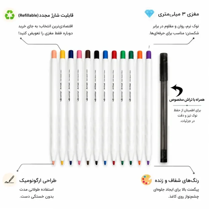 مداد رنگی اتودی 12 رنگ طرح استیچ کد 62373