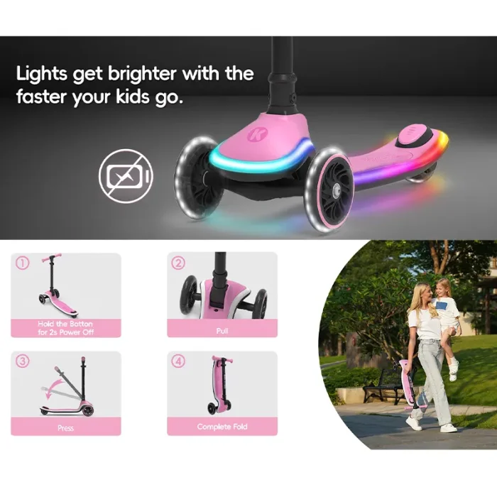 اسکوتر کودک Kick’n’Roll X2 LED رنگ صورتی کد P/X2/C