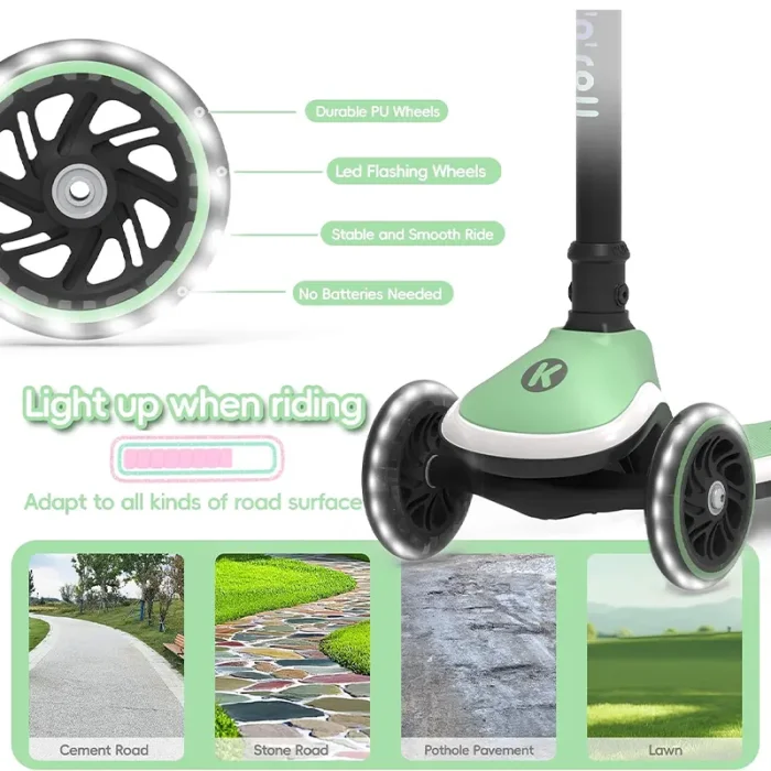 اسکوتر کودک Kick’n’Roll X2 LED رنگ سبز کد P/X2/B