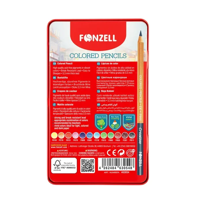 مداد رنگی 24 رنگ مقوایی فونزل FONZEL کد 3072
