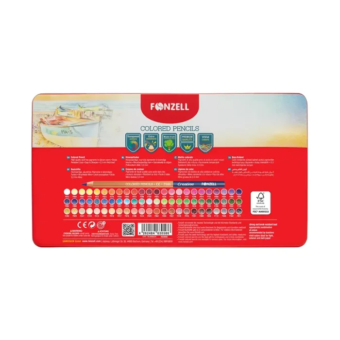 مداد رنگی 12 رنگ جعبه فلزی فونزل FONZEL کد 3054