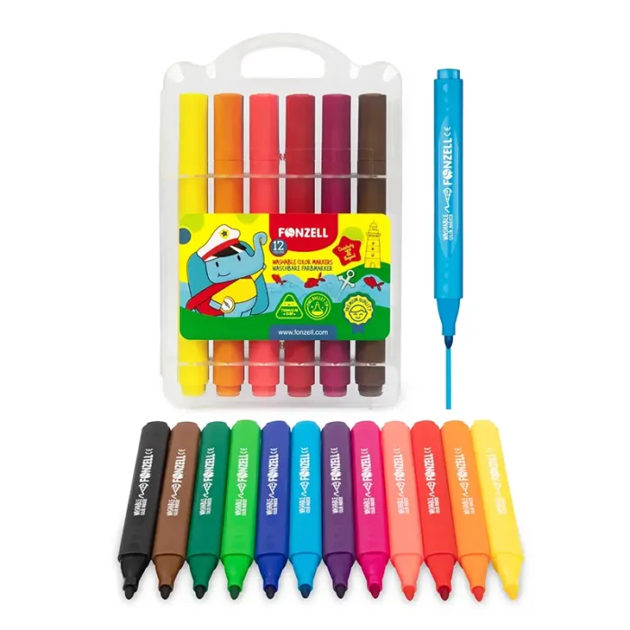 ماژيک 12 رنگ فونزل FONZEL Washable Color Markers کد 3006