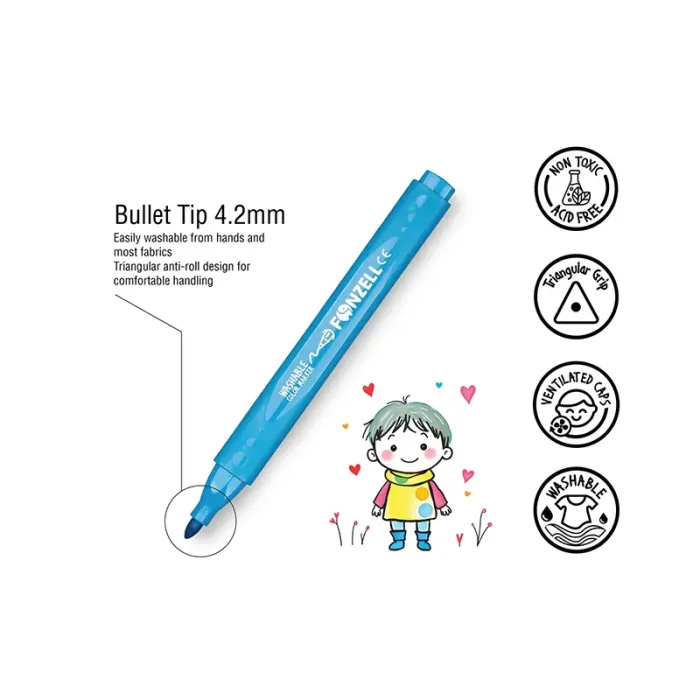 ماژيک 12 رنگ فونزل FONZEL Scented Washable Color Markers کد 3001