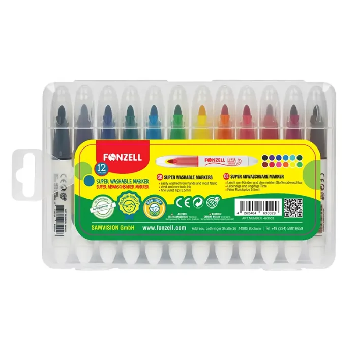 ماژيک 12 رنگ فونزل FONZEL Washable Color Markers کد 3006