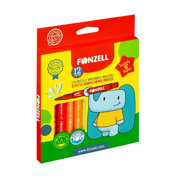 ماژيک 12 رنگ سوپر فونزل FONZEL Super Washable Markers کد 3002