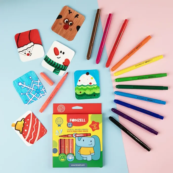 ماژيک 12 رنگ سوپر فونزل FONZEL Super Washable Markers کد 3002
