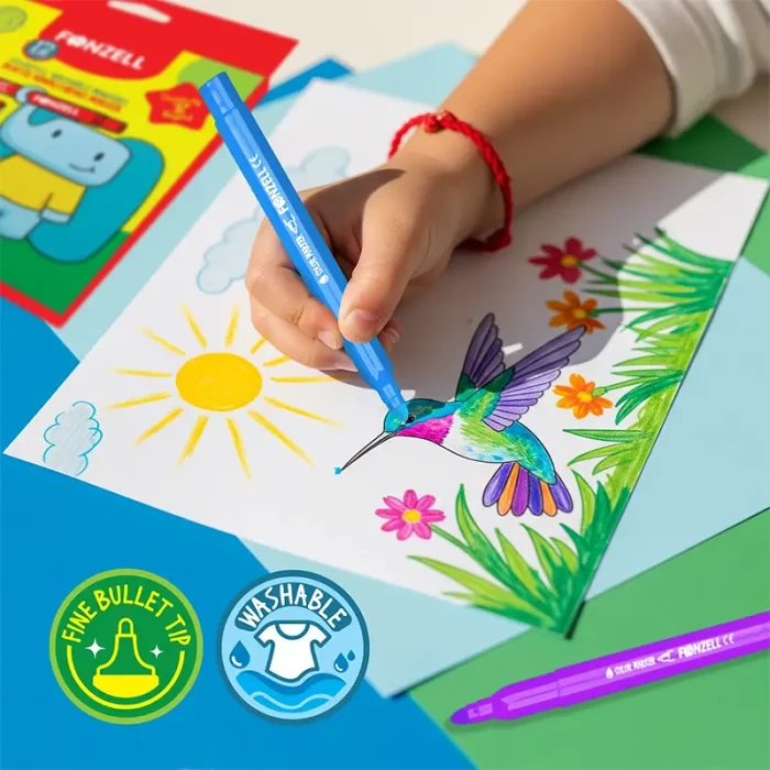 ماژيک 12 رنگ فونزل FONZEL Colorful Washable Markers کد 3997