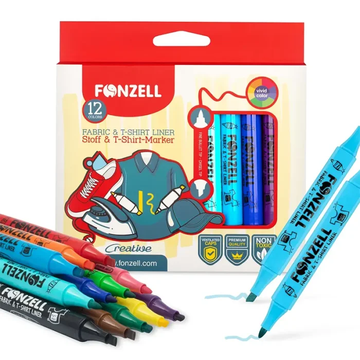ماژيک پارچه 12 رنگ فونزل FONZEL T-shirt Markers کد 3003