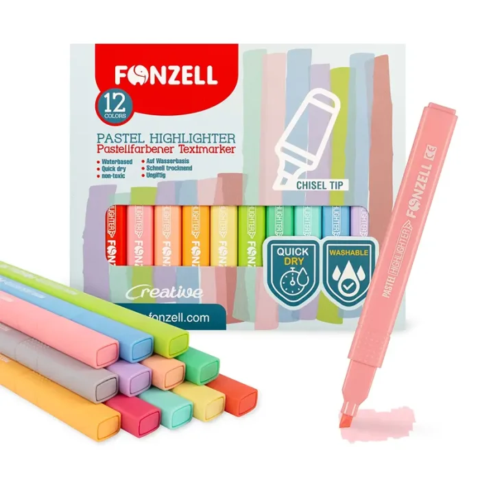ماژيک هایلایتر 12 رنگ فونزل FONZEL Highlighter Markers کد 3995