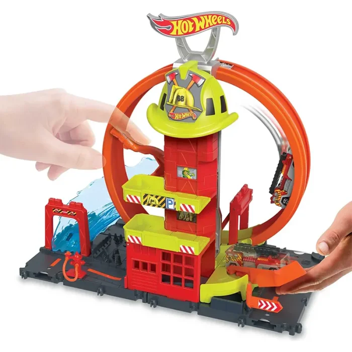 پیست ماشین هات ویلز سیتی مدل ایستگاه آتش‌نشانی Super Loop Fire Station کد HKX41