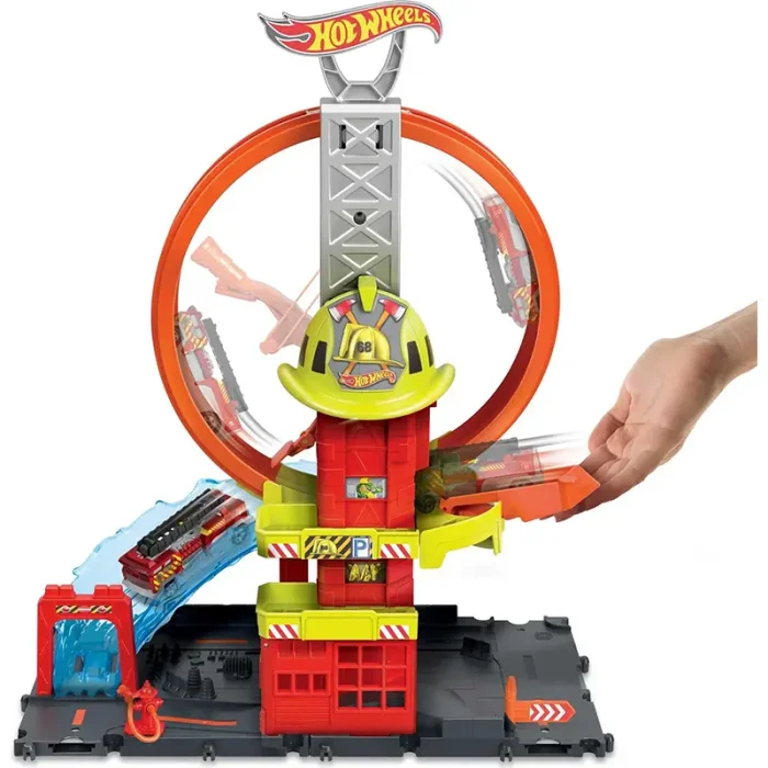 پیست ماشین هات ویلز سیتی مدل ایستگاه آتش‌نشانی Super Loop Fire Station کد HKX41