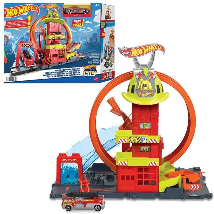 پیست ماشین هات ویلز سیتی مدل ایستگاه آتش‌نشانی Super Loop Fire Station کد HKX41