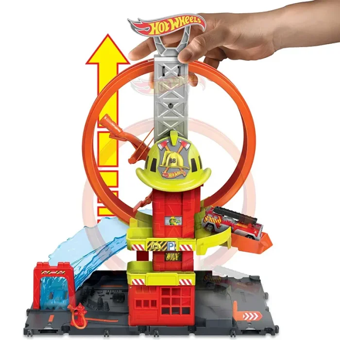 پیست ماشین هات ویلز سیتی مدل ایستگاه آتش‌نشانی Super Loop Fire Station کد HKX41