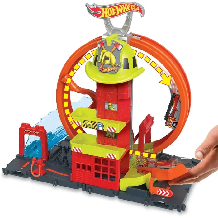 پیست ماشین هات ویلز سیتی مدل ایستگاه آتش‌نشانی Super Loop Fire Station کد HKX41