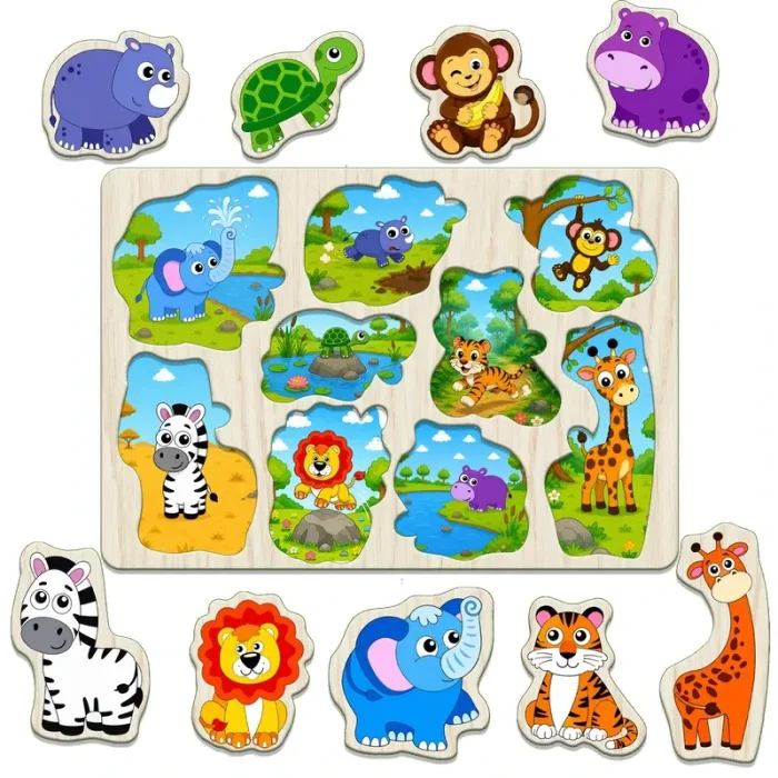 پازل چوبی جاگذاری طرح حیوانات جنگل کد 7802128