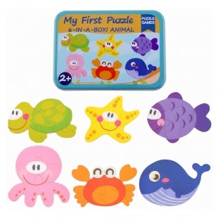پازل چوبی کودک با قوطی فلزی ماهی مدل P/1787/E