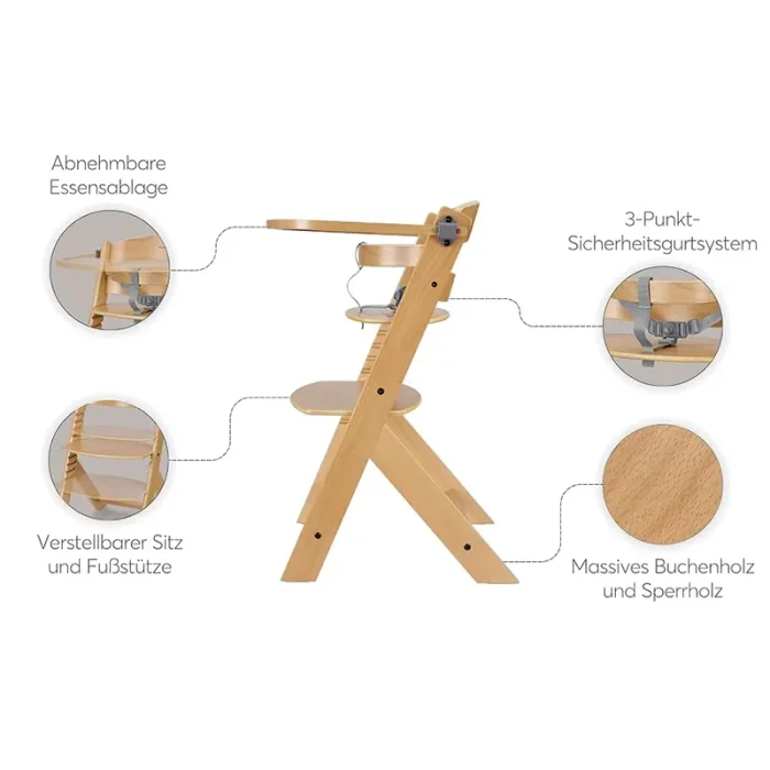 صندلی غذا چوبی چندکاره کیکابو kikkaboo Wooden highchair Nordy رنگ بژ کد 7840393