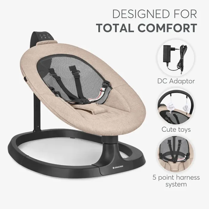 گهواره برقی و نی نی لای لای کیکابو مدل زازو kikkaboo Zazu رنگ بژ کد 7848732