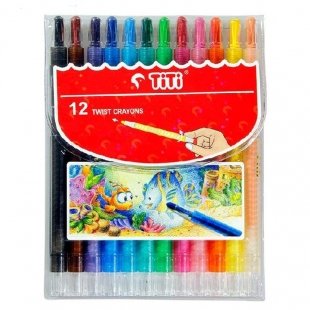مداد شمعی 12 رنگ پیچی تی تی مدل Twist کد ticp12t