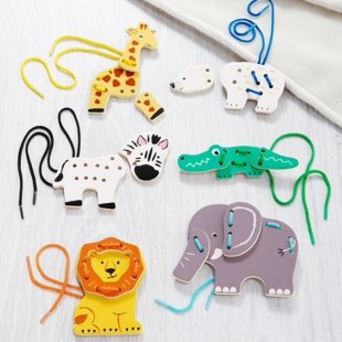 اسباب بازی چوبی نخ و مهره حیوانات چیبو کد 332403