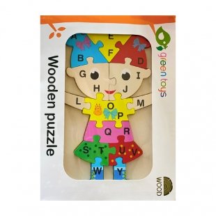 پازل چوبی جاگذاری حروف انگلیسی طرح دخترک کد 3180