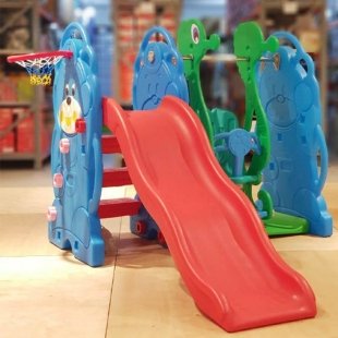 تاب و سرسره موج دار طرح خرس آبی با حلقه بسکتبال مدل 5064