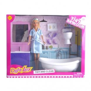 عروسک باربی دفا با وسایل حمام آبی کد 8436