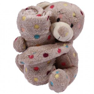 پتو عروسکی خالدار به همراه عروسک خرس