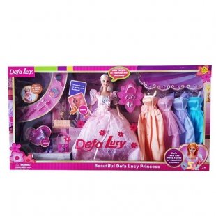 عروسک باربی با لباس اضافه مدل دفا صورتی کد 6073B