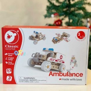 اسباب بازی ماشین آمبولانس چوبی Classic World مدل 3809