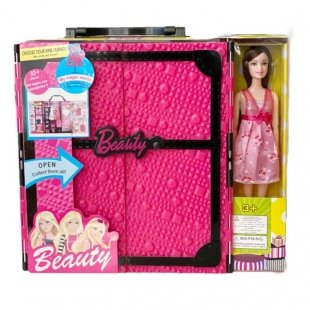 عروسک باربی دفا با کمد لباس و لوازم مدل 1801