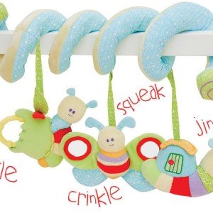 آویز تخت و کریر کودک موزیکال طرح پروانه و حلزون سبز کد little bird 3028