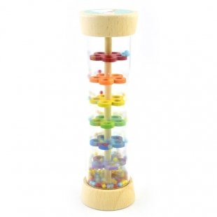 جغجغه استوانه‌ای چوبی مدل یونیکورن و رنگین کمون کد P/BZ-41-A/YR