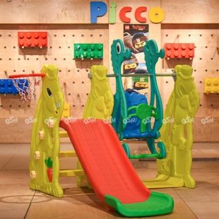 تاب و سرسره کودک طرح سنجاب نارنجی با حلقه بسکتبال مدل ps5107