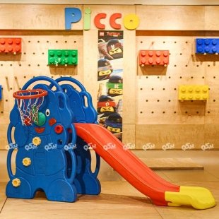 سرسره کودک 3 پله  فیل آبی با حلقه بسکتبال مدل ps-5130