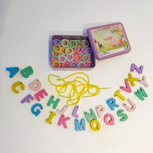 اسباب بازی چوبی نخ و مهره الفبای انگلیسی کد 2526