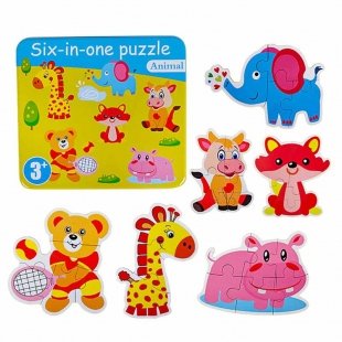 پازل با قوطی فلزی مدل حیوانات جنگلی کد JX-607