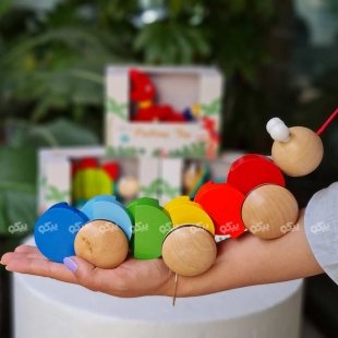 اسباب بازی چوبی کرم چرخ دار کد BZ-29-G